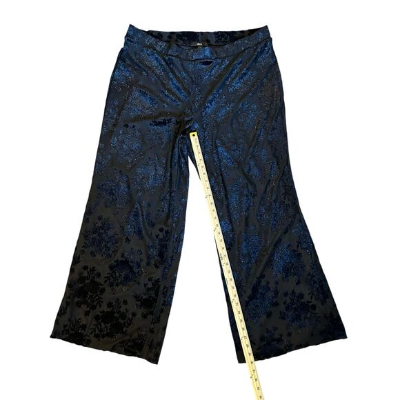 Ellos Black Burnout Velvet Floral Wide Leg Pants Plus Size 22 Whimsygoth Y2KPant - Picture 6 of 10